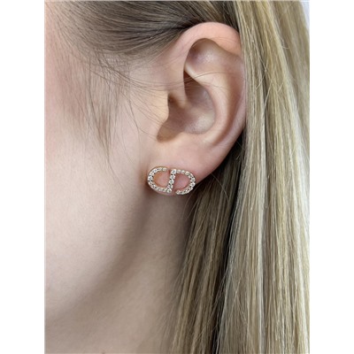 Серьги-пусеты из золочёного серебра с фианитами 925 пробы 2-019з200