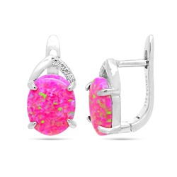Серьги из серебра опал фиолетовый, МОВ0307