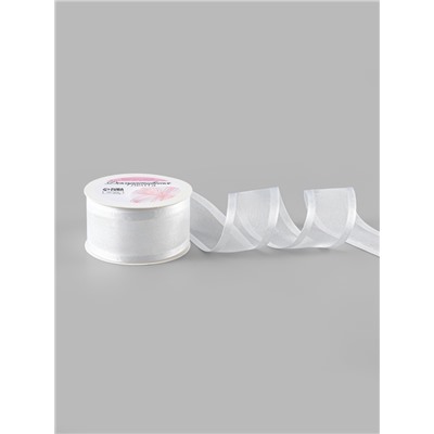 Лента декоративная, капроновая, атласная, 40 мм, 18±1 м, белая