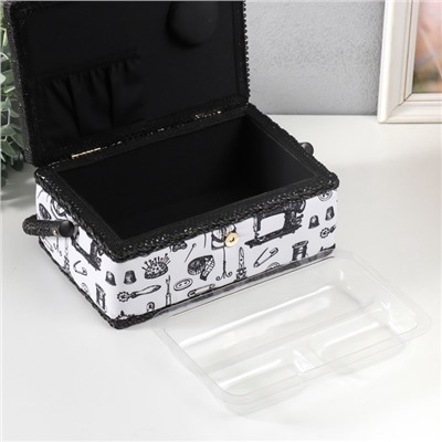 Шкатулка для рукоделия и шитья «Швейные атрибуты», хранение ниток, иголок, мелочи, 24×16×11 см