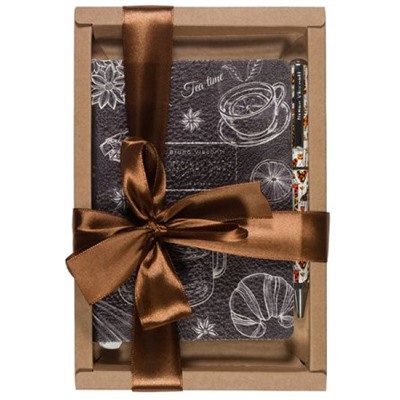 Подарочный набор Ежедневник недатированный А6+ ЛАЙТ "Caffe nero.Time" + металлическая ручка 3-742/04-5 Bruno Visconti