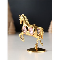 Фигурка металл «Лошадка маленькая» с 4 розовыми хрусталиками на подставке, 6.5×4×8.5 см