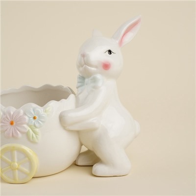 Конфетница SL Home «Лесные кролики», 600 мл, 17.5×11.5×16.8 см, керамика, белая