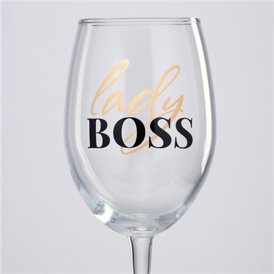 Бокал для вина с надписью Lady boss, 360 мл