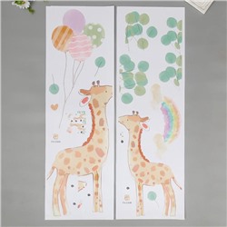 Наклейка интерьерная цветная «Жирафики и воздушные шары», набор 2 листа, 30×90 см