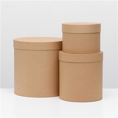 Набор круглых коробок 3в1 «Крафт однотонный», 30×30 - 16×16