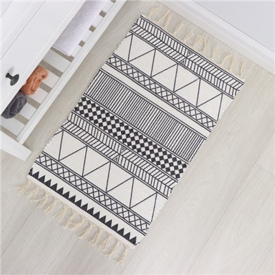 Коврик для дома Доляна «Индиго», 47×80 см, чёрно-белый