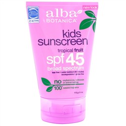 Alba Botanica, Детский солнцезащитный крем, тропические фрукты, SPF 45, 4 унции (113 г)