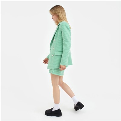 Пиджак женский двубортный MIST, размер 50, цвет зелёный, белый