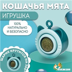 Игрушка для кошек с кошачьей мятой «Вращающийся кот», 6.9×5.5 см, голубой