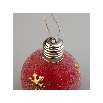 Набор ёлочных шаров «Снежинки», 2 шт., d=8 см, 1 LED, от батареек, свечение тёплое белое