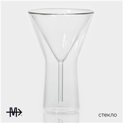 Бокал для мартини с двойными стенками Magistro «Айс», 170 мл, 10.3×15.7 см, стекло, прозрачный