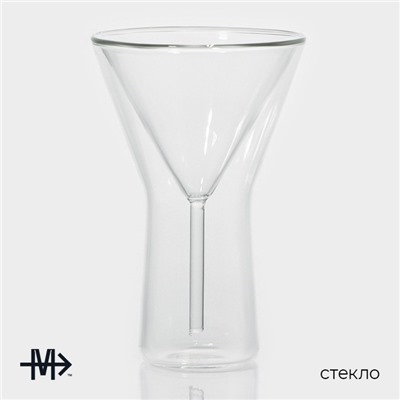 Бокал для мартини с двойными стенками Magistro «Айс», 170 мл, 10.3×15.7 см, стекло, прозрачный