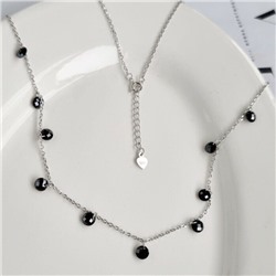 Колье на шею, цвет цепочки серебристый, цвет кристаллов: черный, 18108, арт.032.483