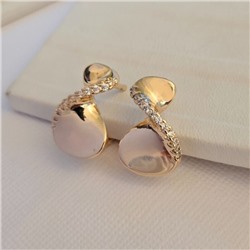 Серьги ювелирная бижутерия коллекция "Дубай", покрытие позолота, вставка: фианиты, цвет: прозрачный, арт.216.418