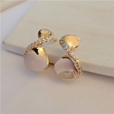 Серьги ювелирная бижутерия коллекция "Дубай", покрытие позолота, вставка: фианиты, цвет: прозрачный, арт.216.418