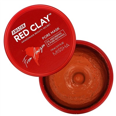 Missha, Amazon Red Clay, очищающая маска с красной амазонской глиной, 110 мл (3,71 жидк. унции))