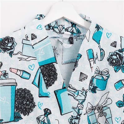 Халат женский Этель «Mint mood» рукав 3/4, размер 42-44, вафля 200 г/м², 100% хлопок