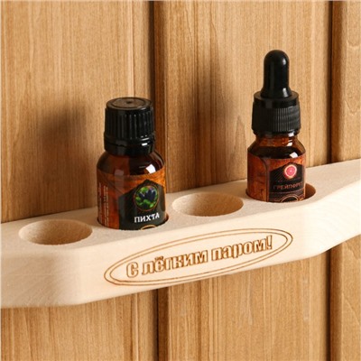 Полочка для бани и сауны «С Лёгким паром!», 31×2.5×4 см, под масло, 4 отверстия, «Добропаровъ»