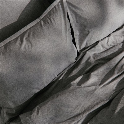 Простыня на резинке 2-спальная SL Home «Деним», 180×200+30 см, тёмно-серая, жатый хлопок