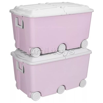 Ящик для игрушек на колесах 66,5л, 685х395х385мм (Розовый)
