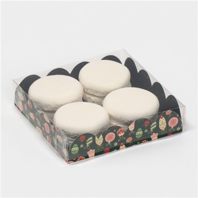 Коробка для кондитерских изделий с пластиковой крышкой «С Новым годом», 13×13×3 см