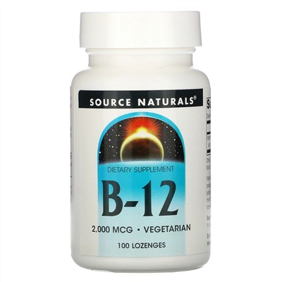 Source Naturals, B-12, 2000 мкг, 100 леденцов