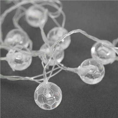 УЦЕНКА Гирлянда «Нить», 5 м, с насадками «Футбольный мяч», серебристая нить, 20 LED, 220 В, 8 режимов, свечение теплое белое