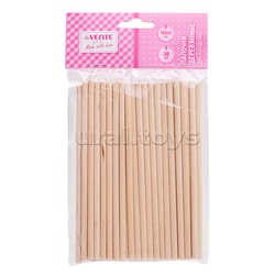 Палочки деревянные для рукоделия "DIY" круглые, 150x5 мм, 30 шт, бамбуковые, натуральный цвет, в пластиковом пакете с блистерным подвесом