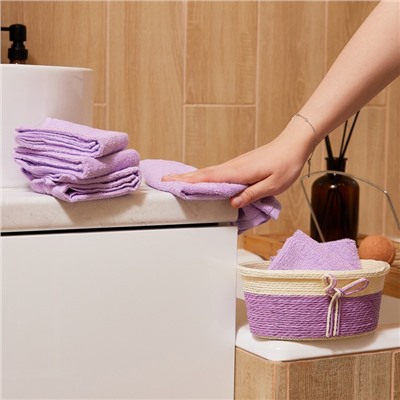 Салфетки махровые декоративные «Этель», 6 шт., 30×30 см, хлопок 100%, фиолетовые