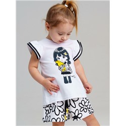 Комплект детский трикотажный для девочек: фуфайка (футболка), шорты