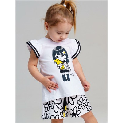 Комплект детский трикотажный для девочек: фуфайка (футболка), шорты