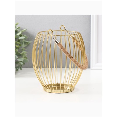 Подсвечник металл на 1 свечу «Корзина», d=10 см, бронза, 15×15×17 см