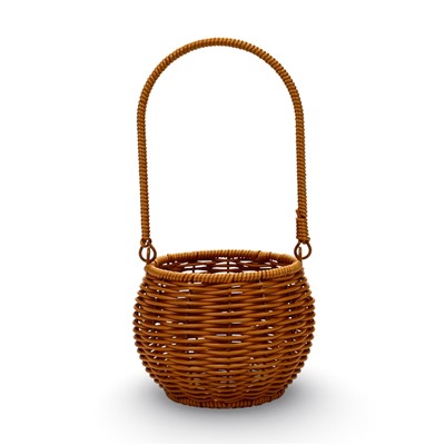 Корзина плетёная для хранения «Шар», 14×14×12 см, ручка h=16 см, пластиковая, коричневая