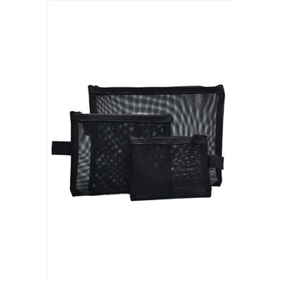 Kristaller Набор косметичек Fine mesh 3 in 1, чёрный KRISTALLER, 1111189