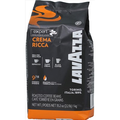 LAVAZZA. Expert Crema Ricca (зерновой) 1 кг. мягкая упаковка