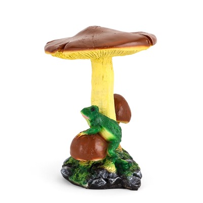 Садовая фигура из полистоуна «Гриб тройной с лягушкой», h=35 см