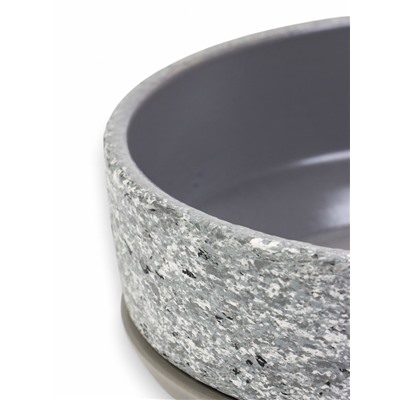Горшок для цветов «Бонсай», для кактусов и суккулентов, 2 л, d=22 см, h=7 см, керамика, с поддоном, серый