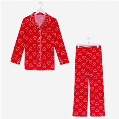 Пижама новогодняя женская (рубашка, брюки) KAFTAN Love, размер 40-42