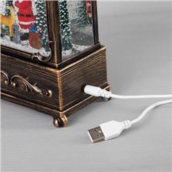 Светодиодная фигура «Дед Мороз и оленёнок» 14.5×22×8 см, металл, батарейки ААх3 (не в комплекте), USB, свечение тёплое белое