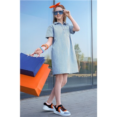 Джинсовое платье с коротким рукавом для девочки Happyfox