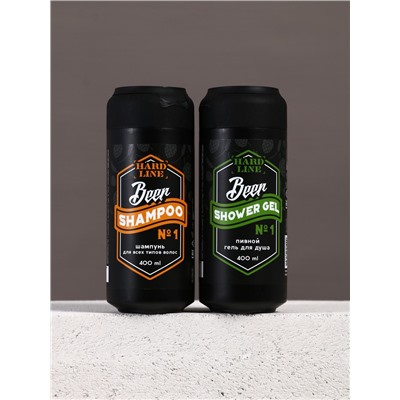 Подарочный набор косметики Beer, гель для душа и шампунь для волос HARD LINE, 2×400