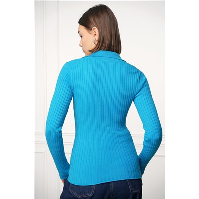 Женский джемпер лапша с воротником поло Happyfox