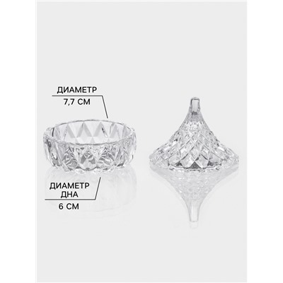 Конфетница «Париж», 75 мл, 8×8 см, стекло, прозрачная