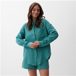 Рубашка женская оверсайз MIST Muslin, размер 42, бирюзовая