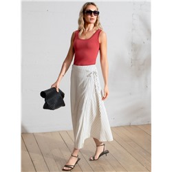 Юбка миди на запАх в полоску из легкого хлопкового поплина