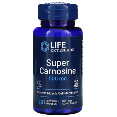 Life Extension, Super Carnosine, 500 мг, 60 вегетарианских капсул
