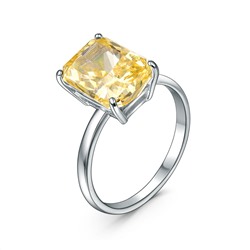 Кольцо из серебра с фианитом цвета цитрин родированное 1-035р274