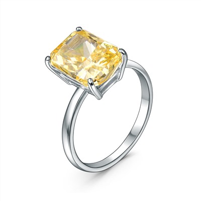 Кольцо из серебра с фианитом цвета цитрин родированное 1-035р274