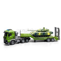 Машина "Военный автовоз" с танком  р/у 27 MHz, в коробке